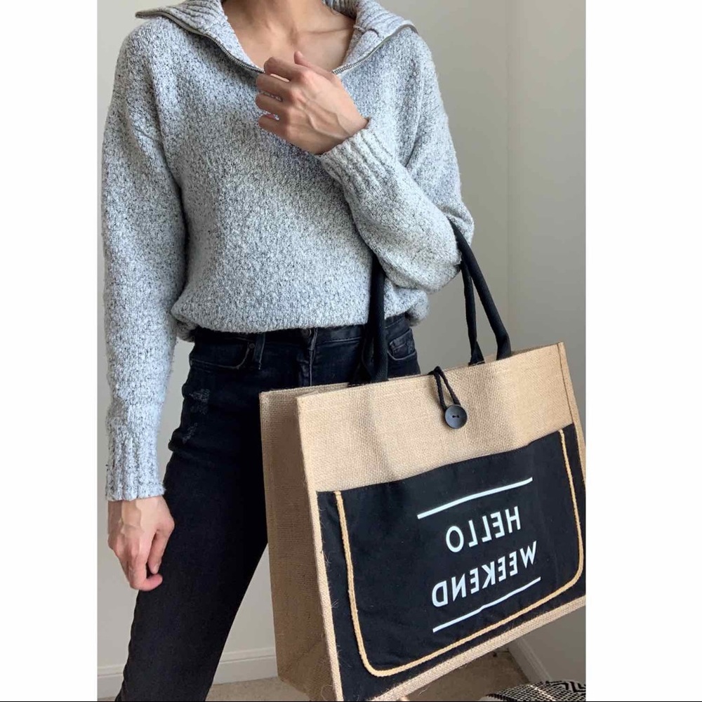 THE HELLO WEEKEND TOTE BAG - TAN - Picture 10 of 10